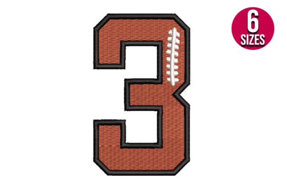Stylish Football Font Alphabet Number Three 3